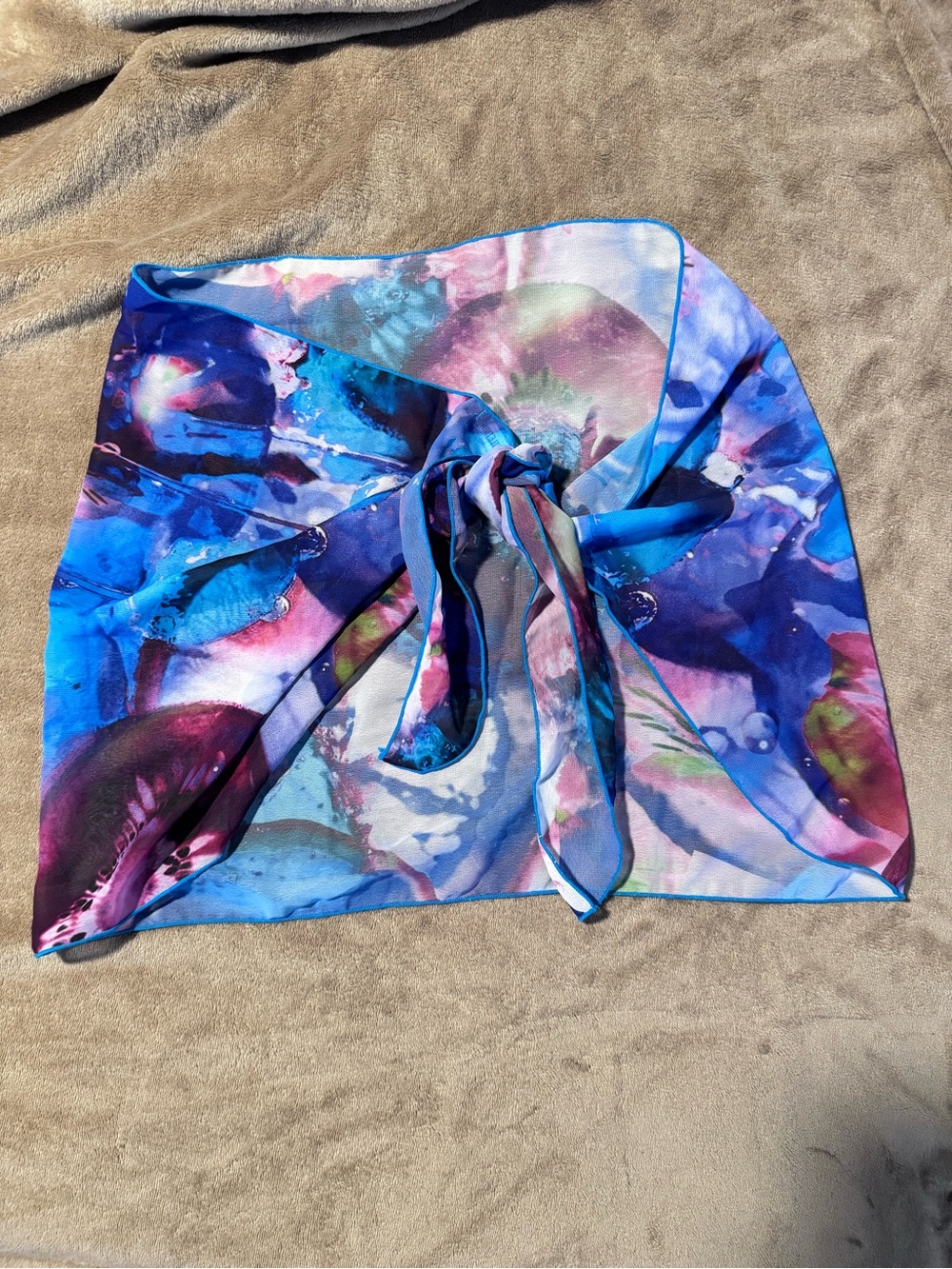 PrettyLittleThing Blue & Purple Floral Swim Sarong Cover-Up